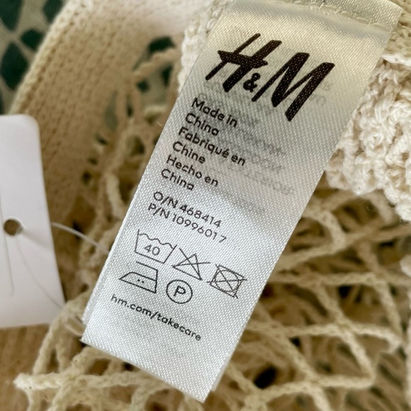 NWT H&M Natural Cotton Mesh Net Market Tote Bag Cream Eco conscious Shopping - Picture 7 of 8